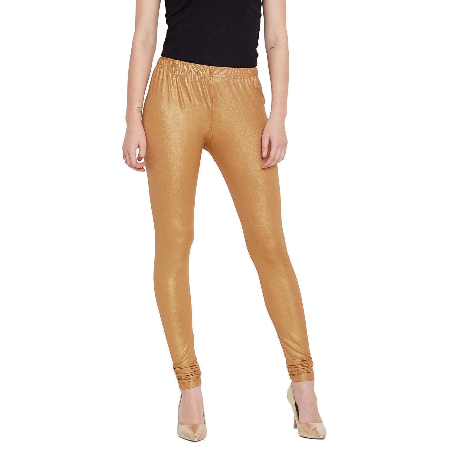Gold Shimmer Leggings - Ankle Length