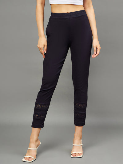 Navy Blue Double Lace Pants M