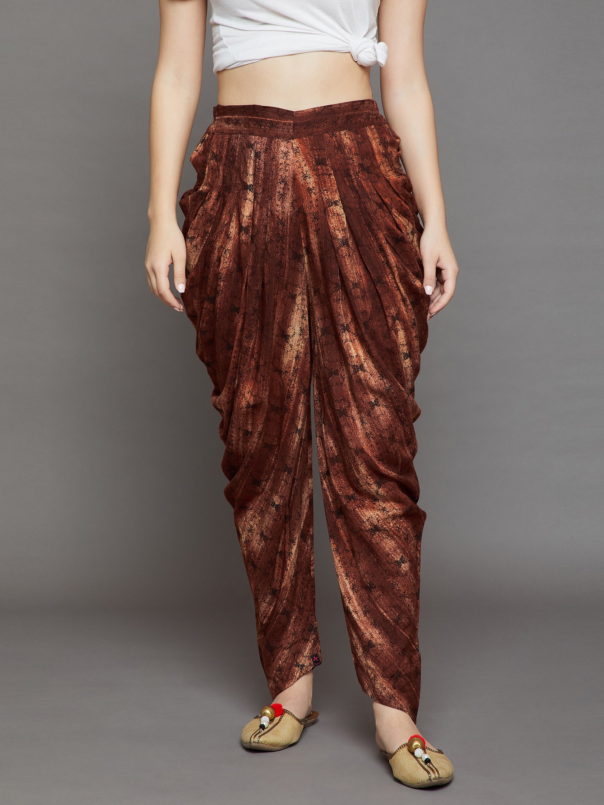 Brown Printed Dhoti