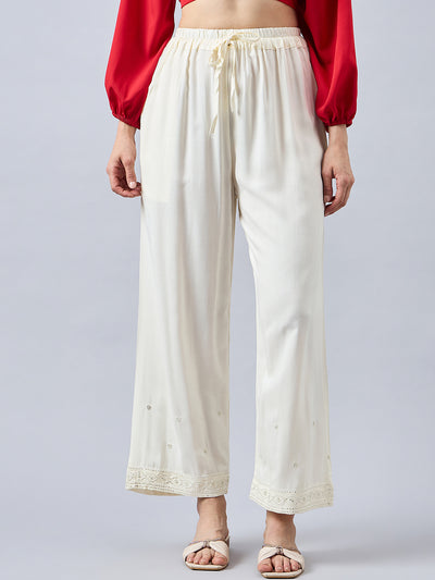 Off White Embellished Palazzo