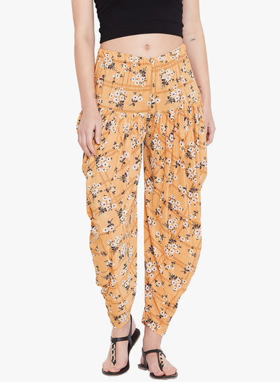 Peach Floral Printed Dhoti