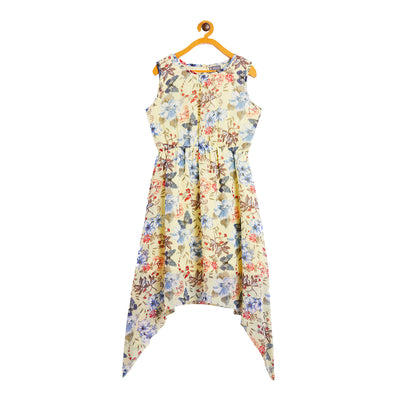 Kids Pink Designer Dress with Floral Pattern