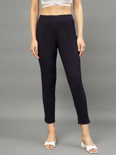 Black Colour Straight Pant M