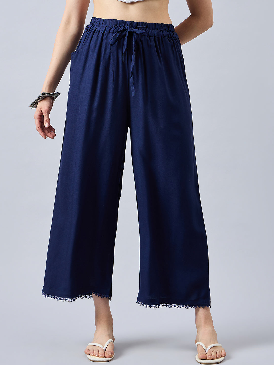 Navy Blue Lace Palazzos