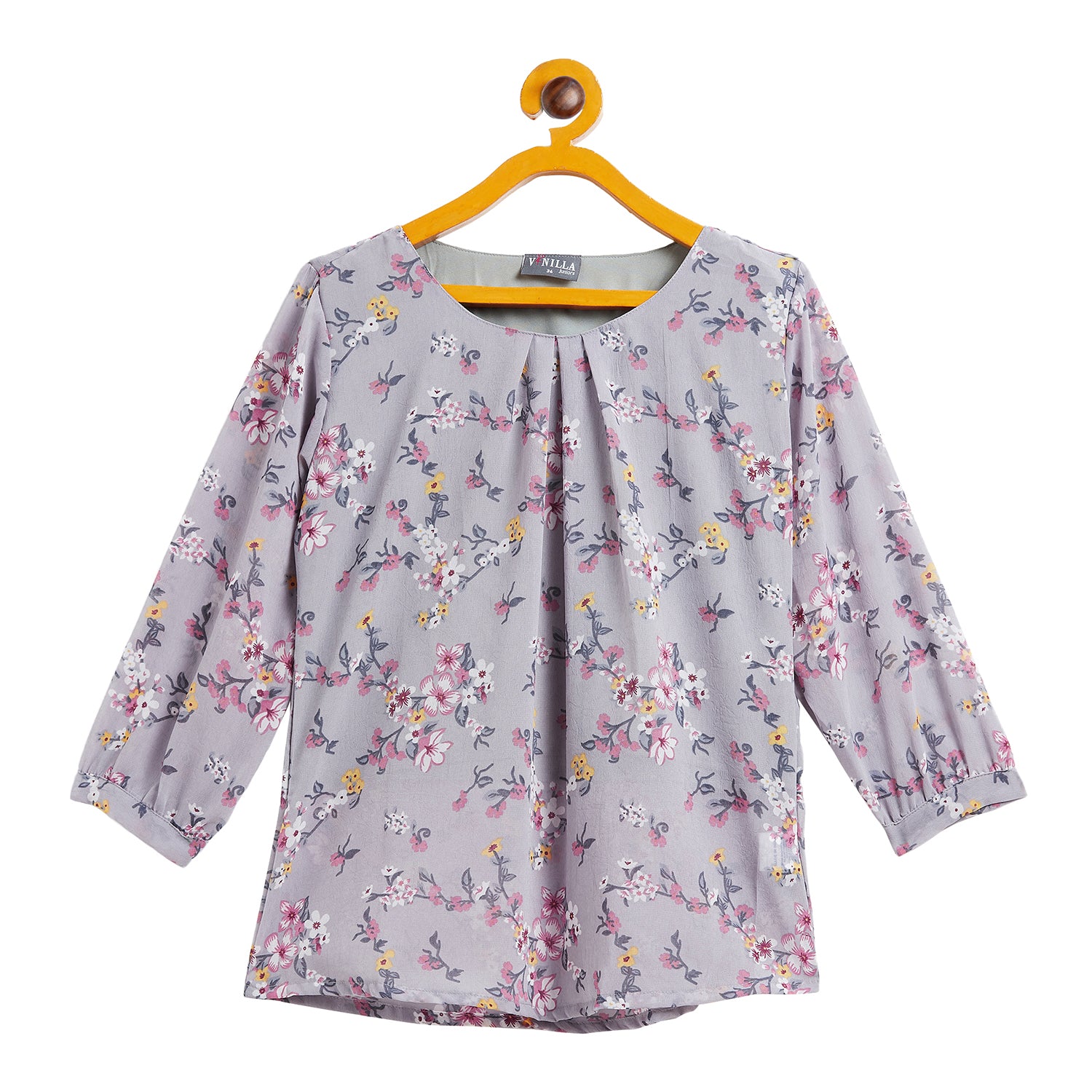 Kids Top Floral Pattern - Grey