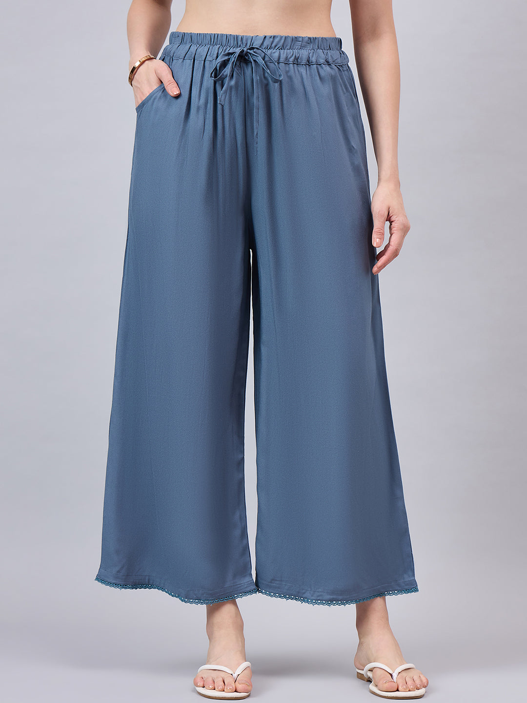 Light Grey Lace Palazzos