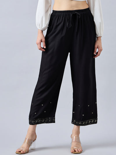 Black Embellished Palazzo