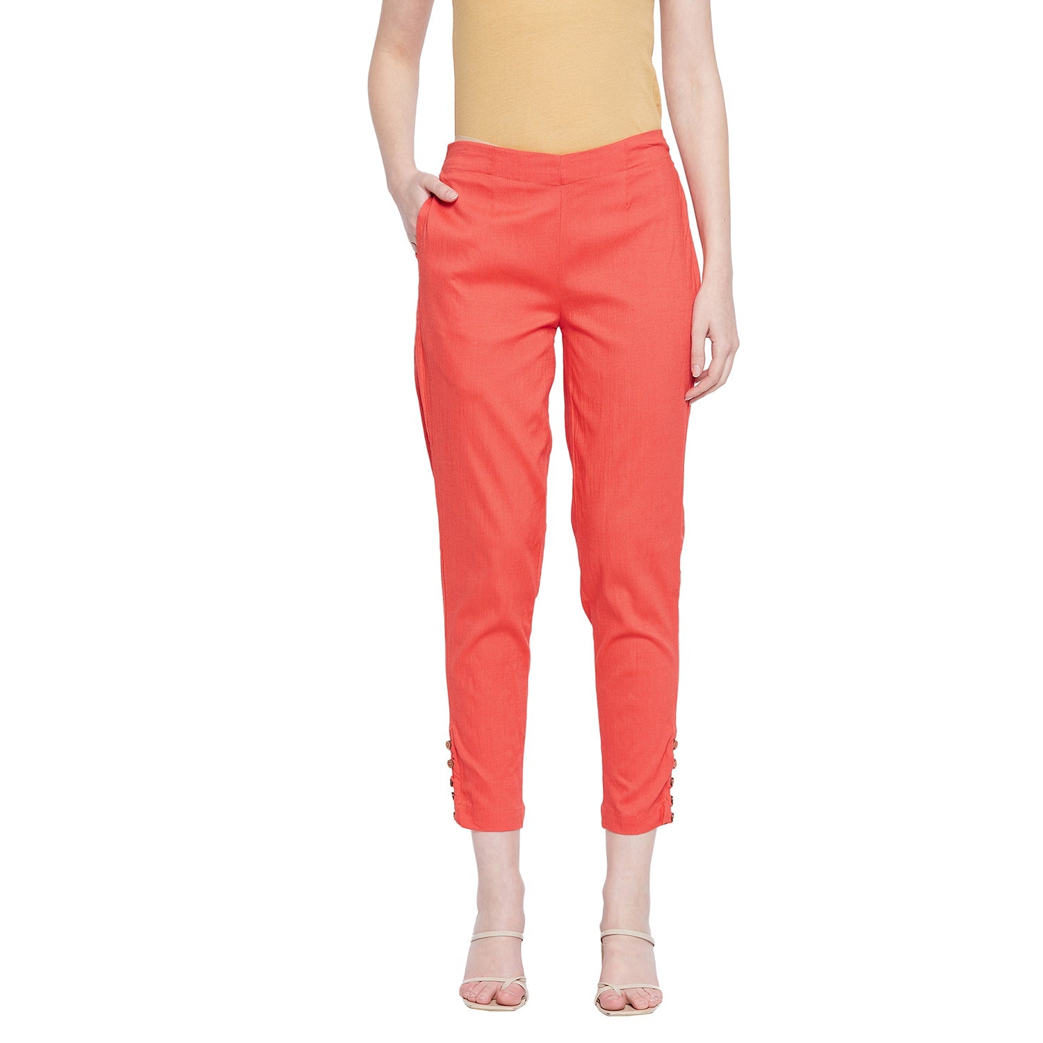 Peach Button Pant