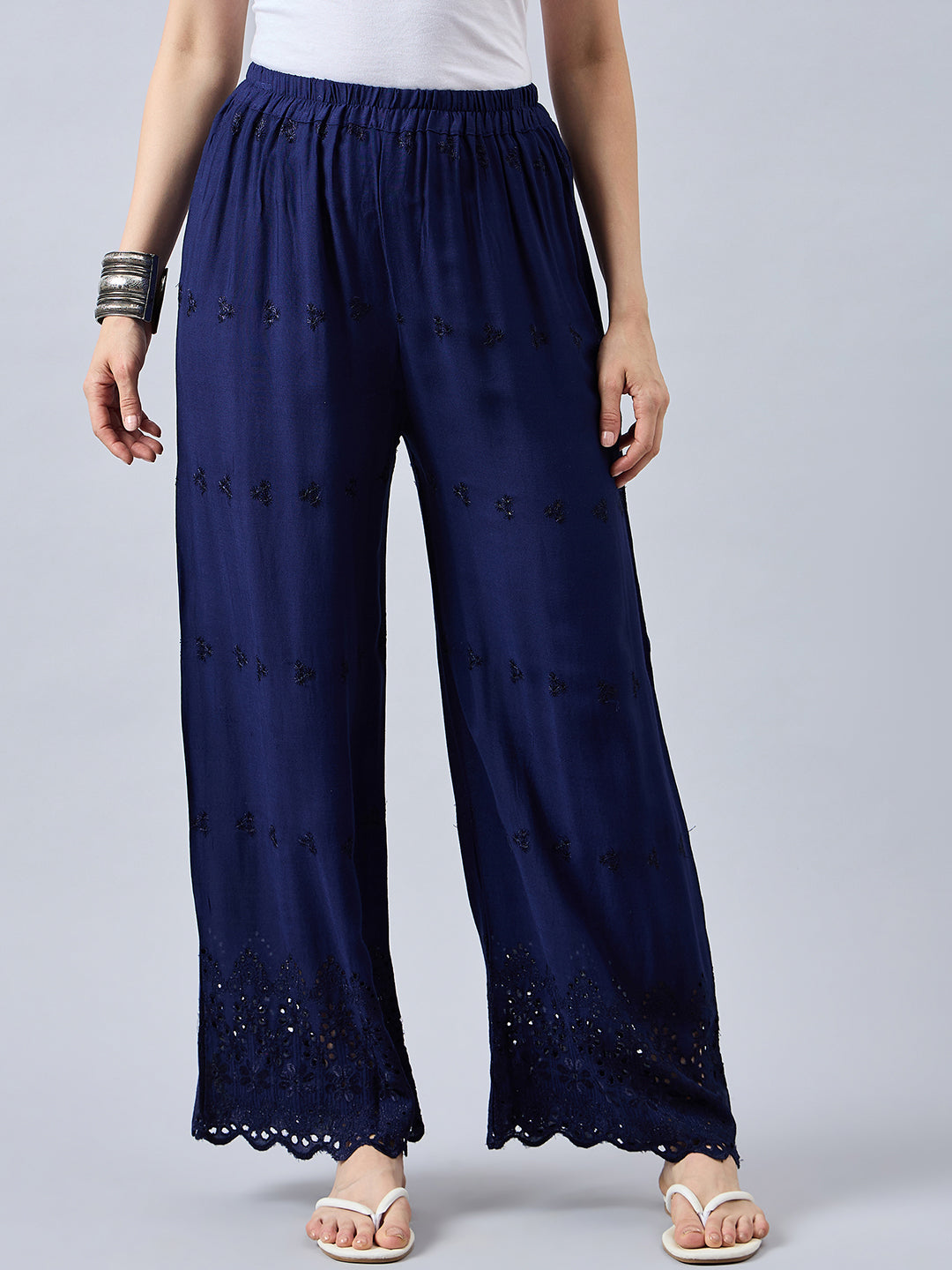 Navy Blue Chikankari Palazzo