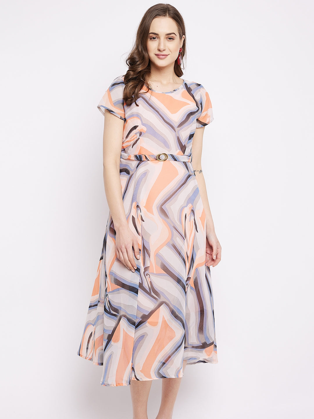 Round neck short dresses .