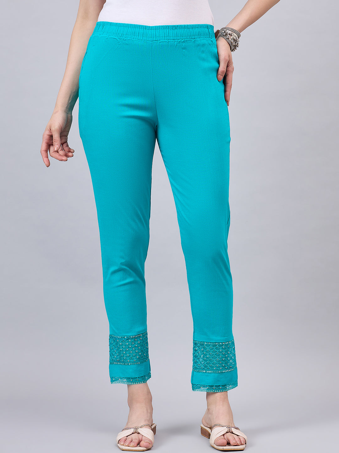 Rama Green Sequin Lace Pants