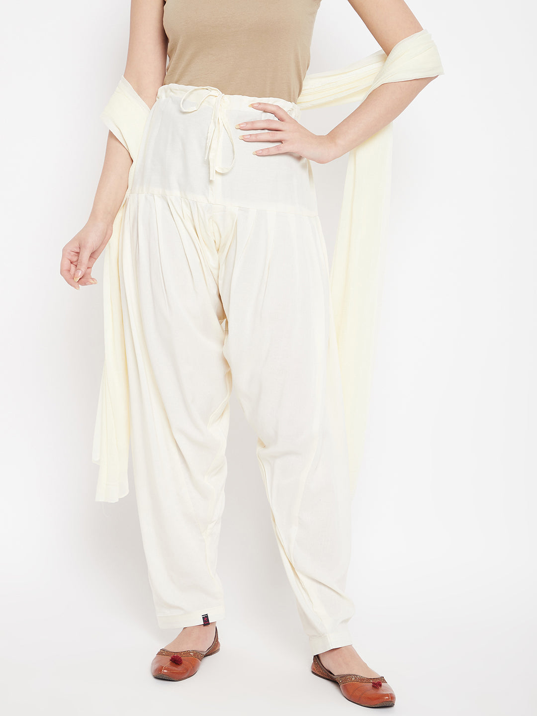 Off White Rayon Plain Patiala (No Duppatta)