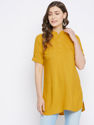 Mustard/Yellow Solid coloured short Kurti - 32" Length 2XL
