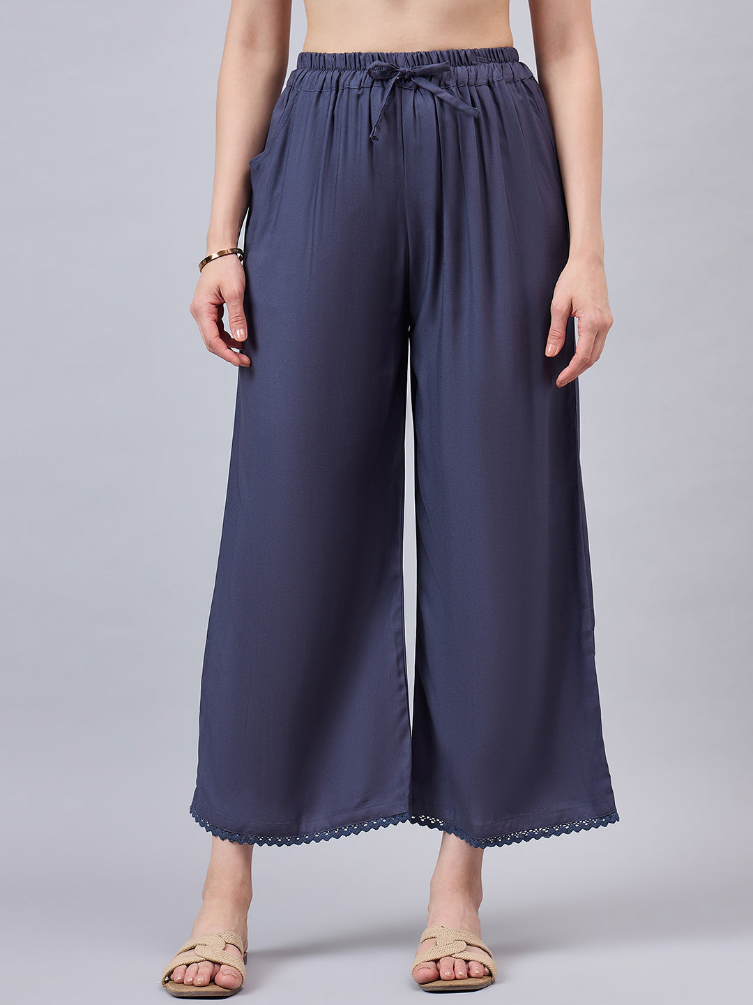 Dark Grey Lace Palazzos