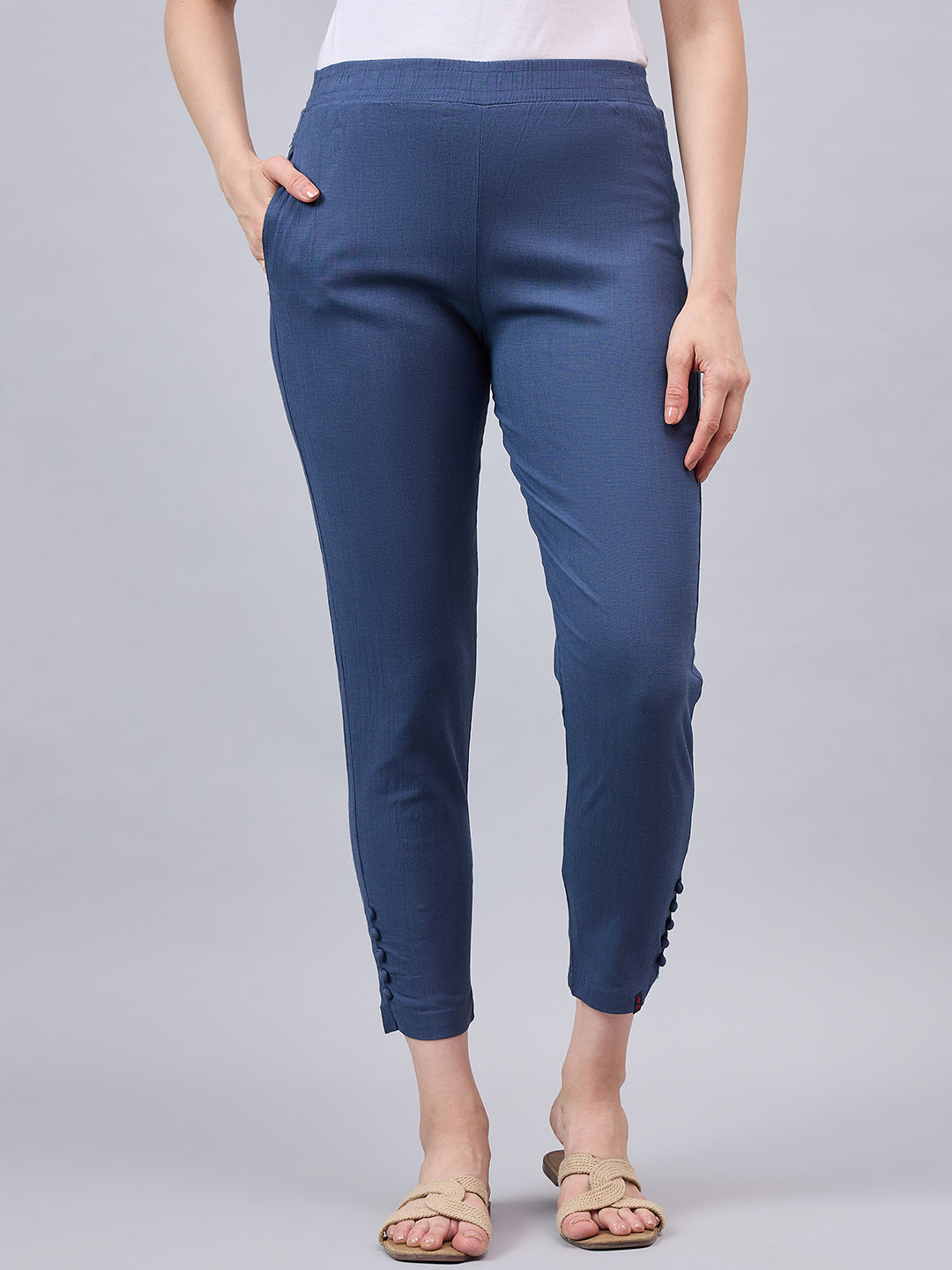 Grey Regular Fit Potli Pants