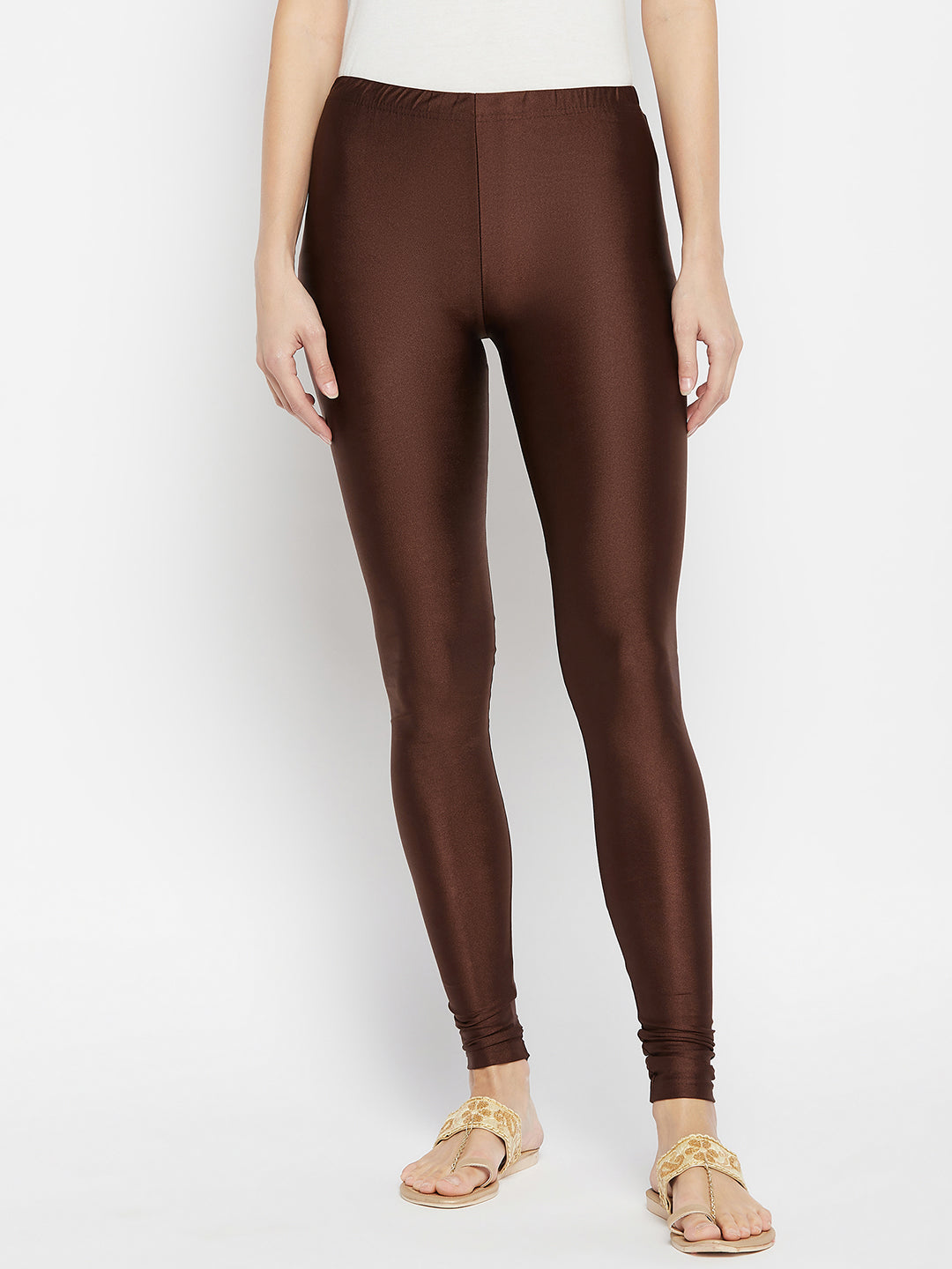 Cream Metallic Leggings - Chudi Length