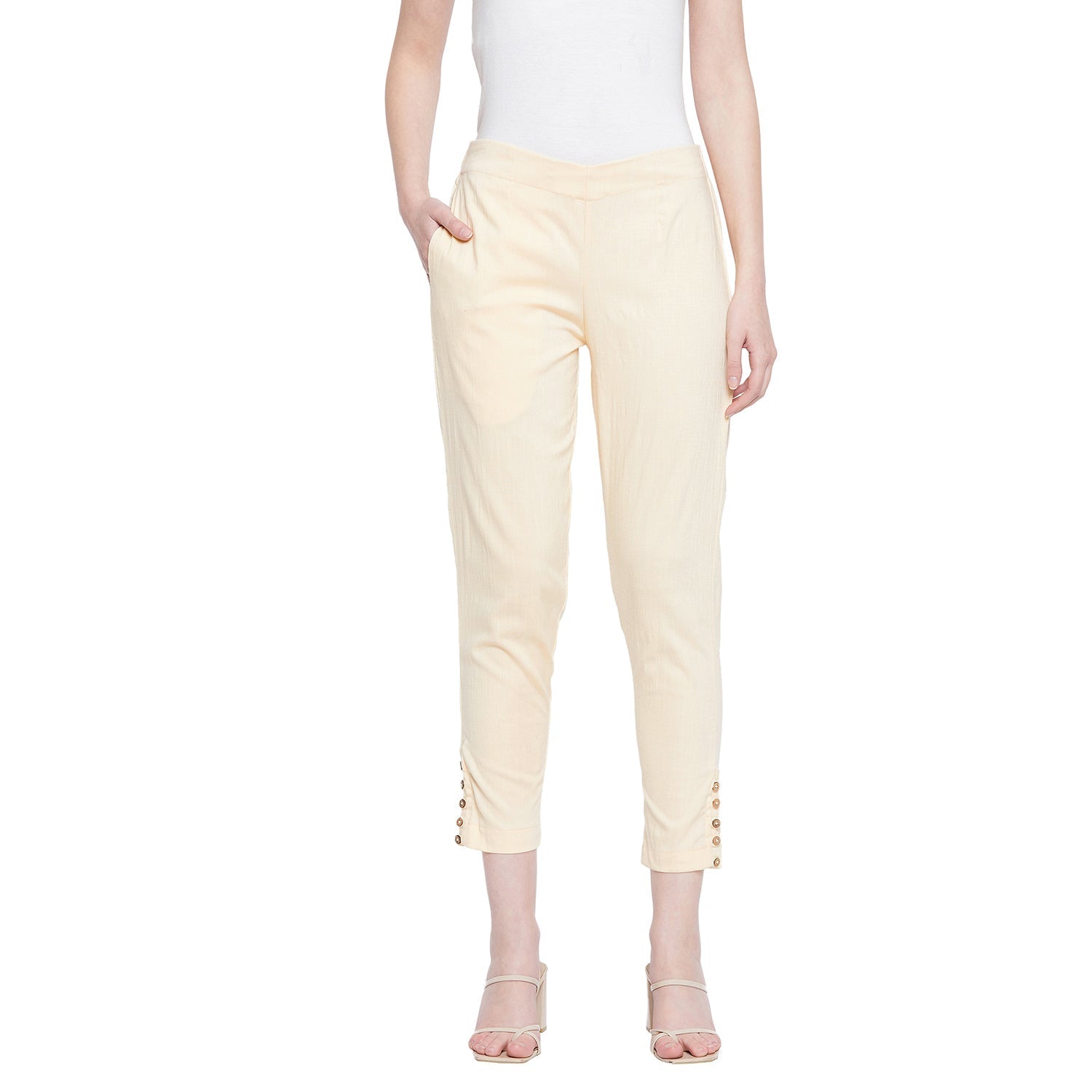 Buy Off white Cigarette pants Online on Brown Living  Womens Pants