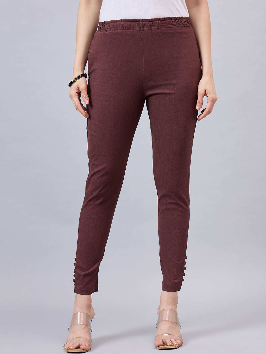 Brown Regular Fit Potli Pants