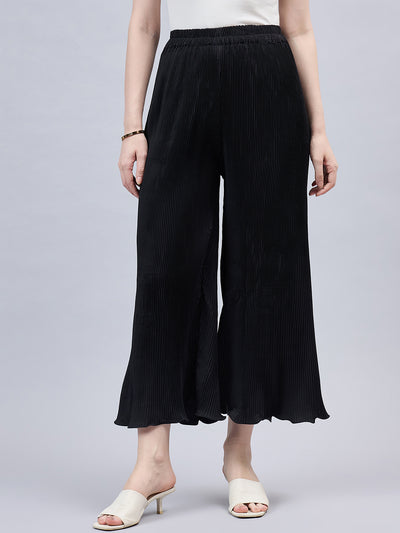 Black Pleated Chiffon Palazzo One size