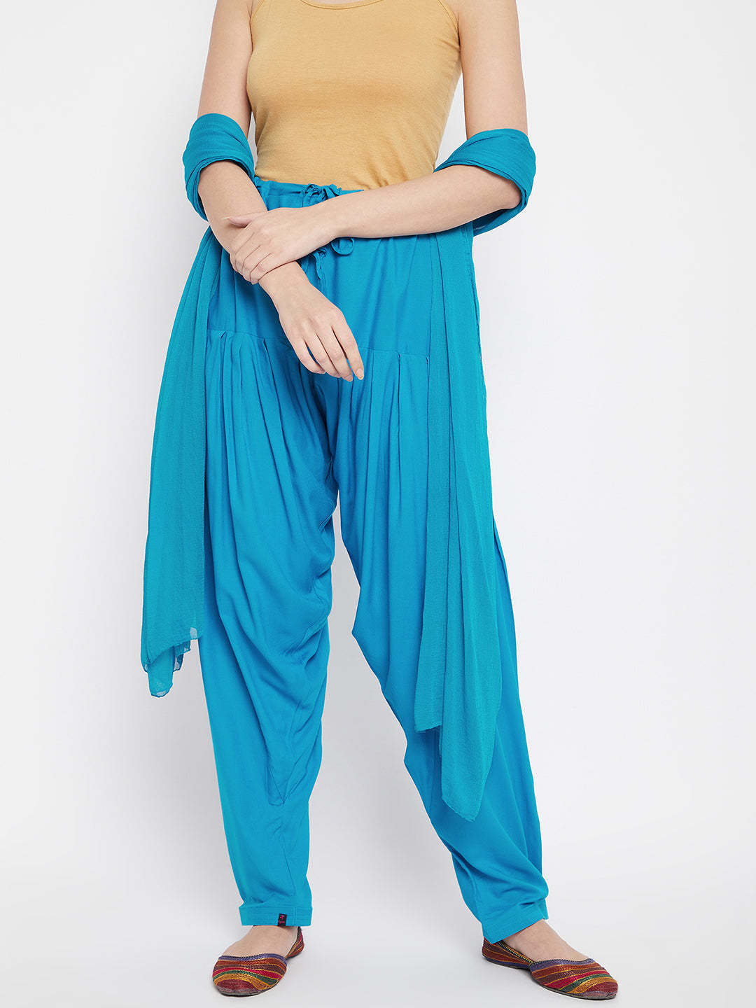 Sky Blue Rayon Plain Patiala(No Duppatta)