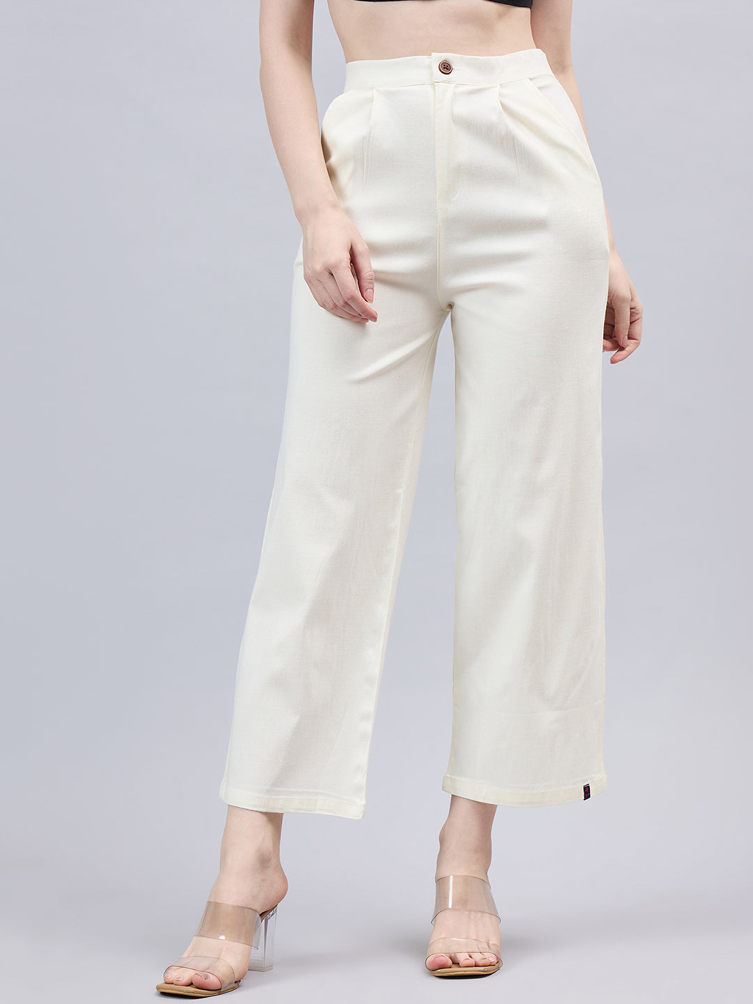 Cream Bell Bottom Pants