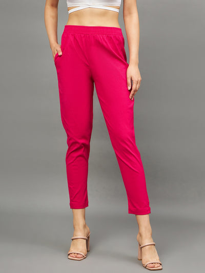 Pink Colour Straight Pant M