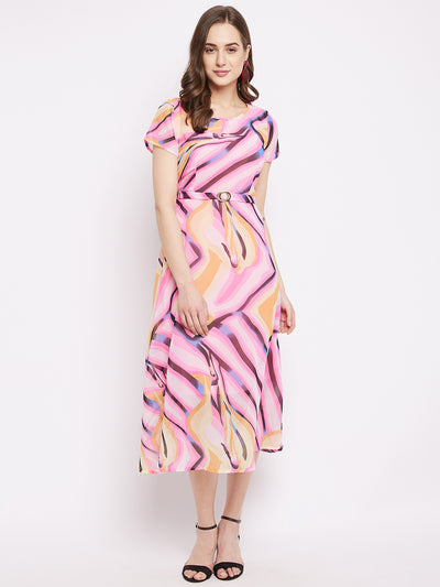 Round neck short dresses . pink M