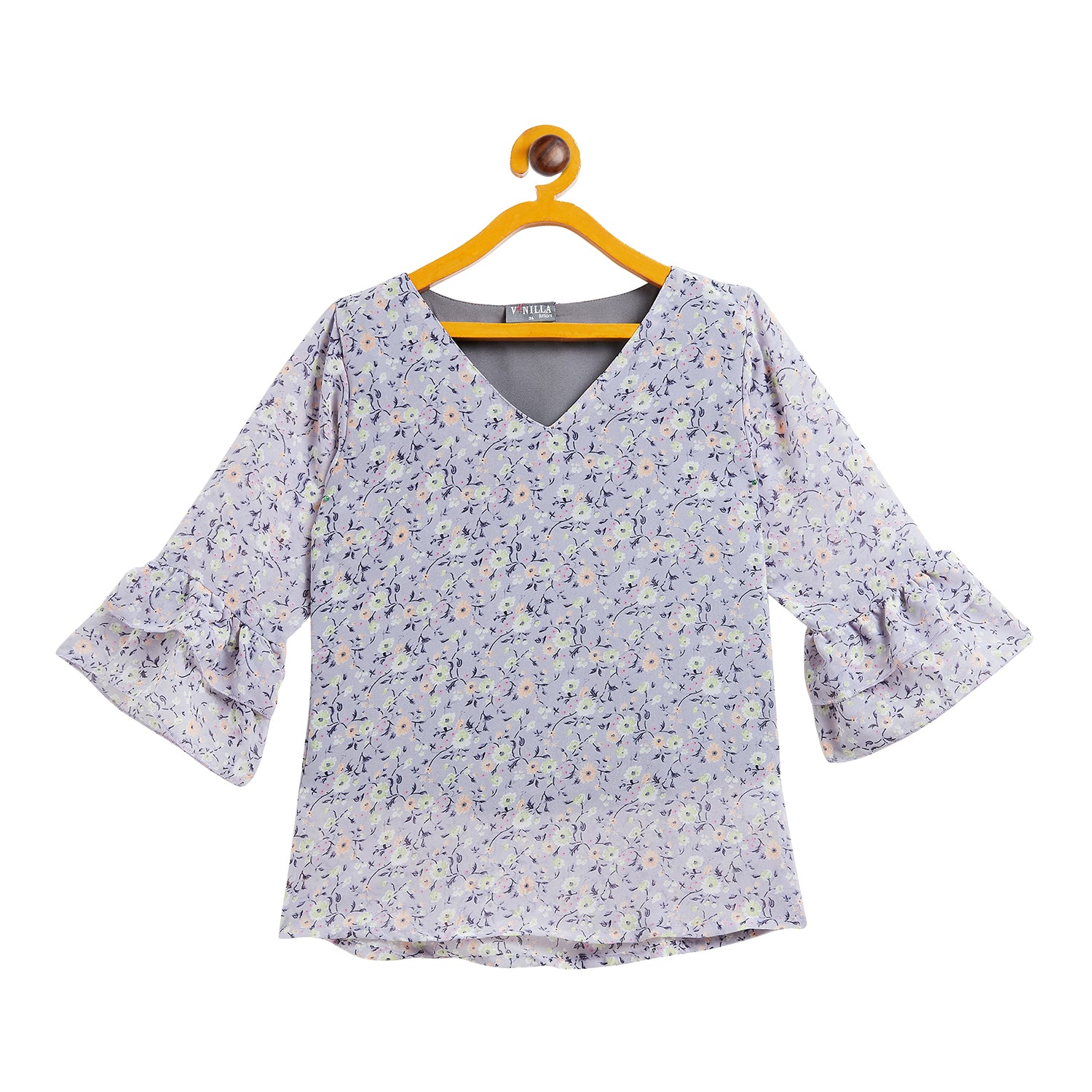 Kids Top with V neck Floral Pattern