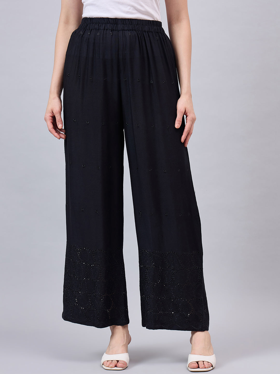 Black Chikankari Palazzos