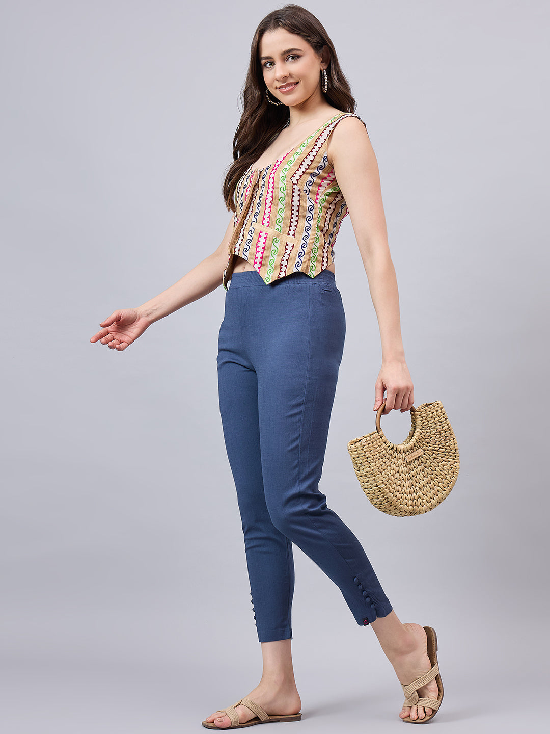 Grey Regular Fit Potli Pants