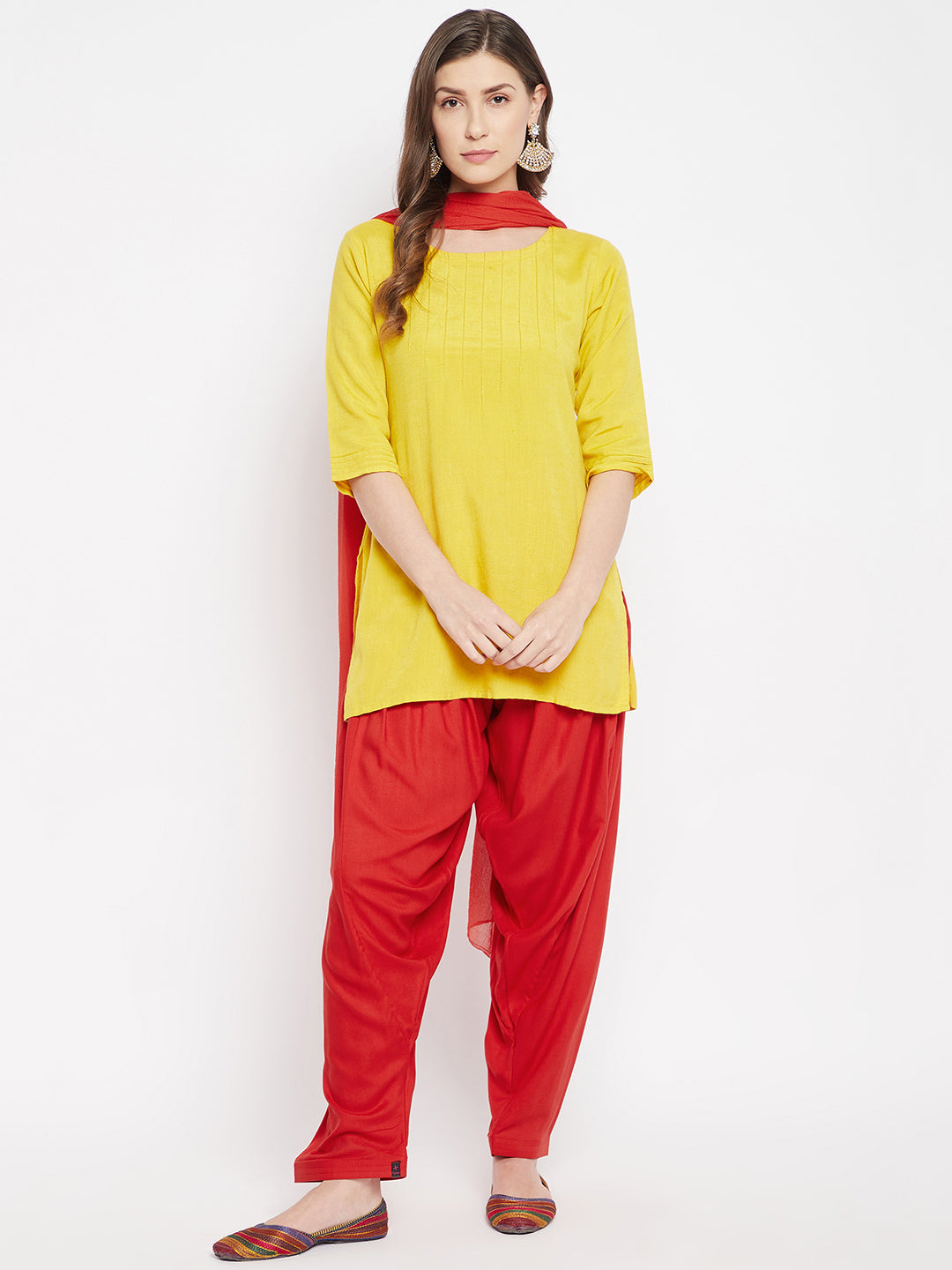 Red Rayon Plain Patiala(No Duppatta) One size