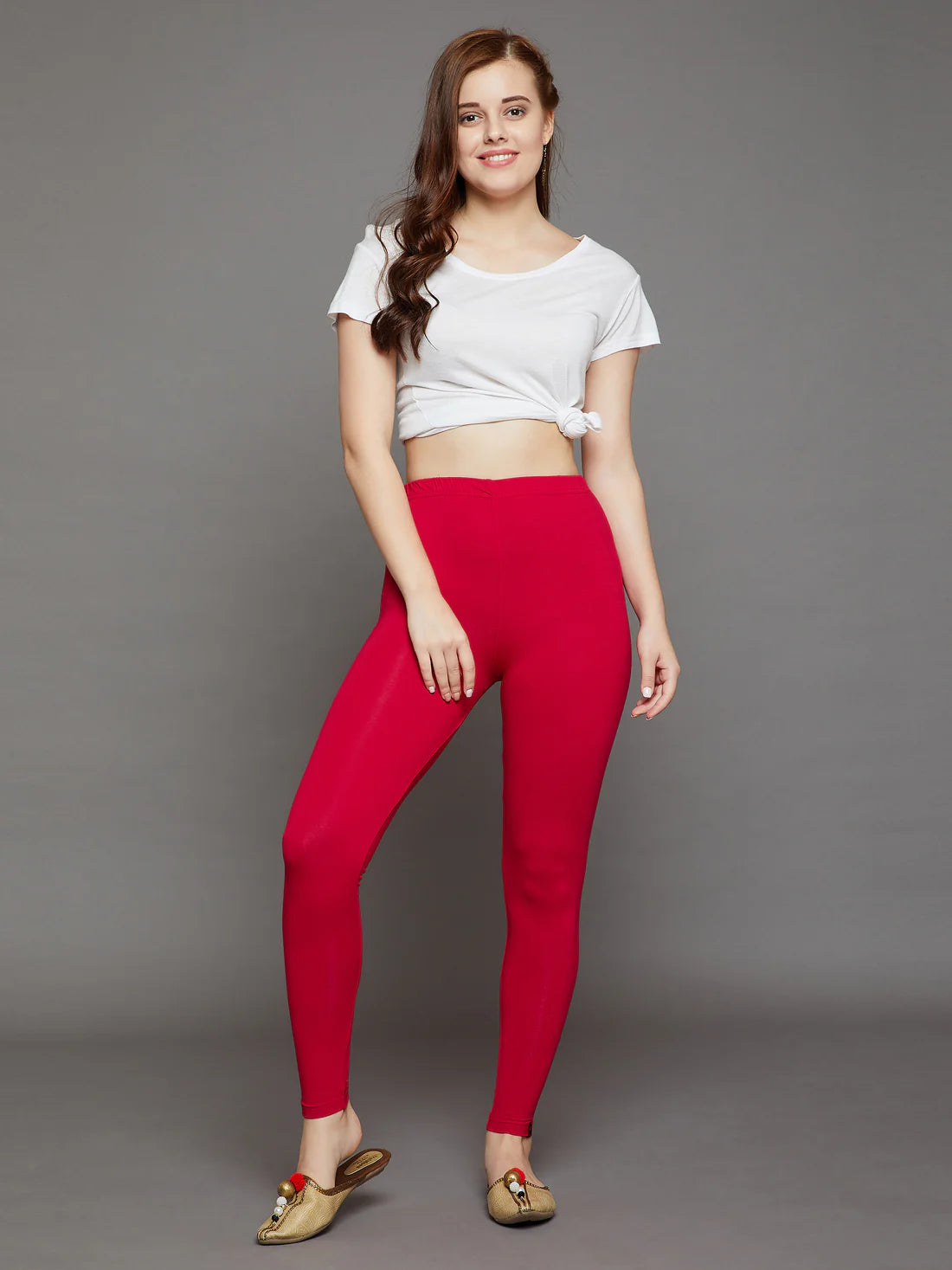 Red Viscose Ankle Legging
