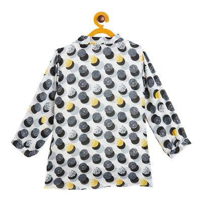 Kids Top Balloon Printed Pattern - Grey & Black