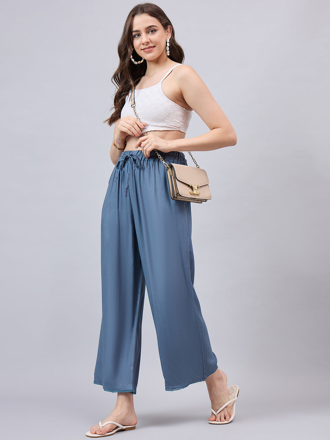 Light Grey Lace Palazzos