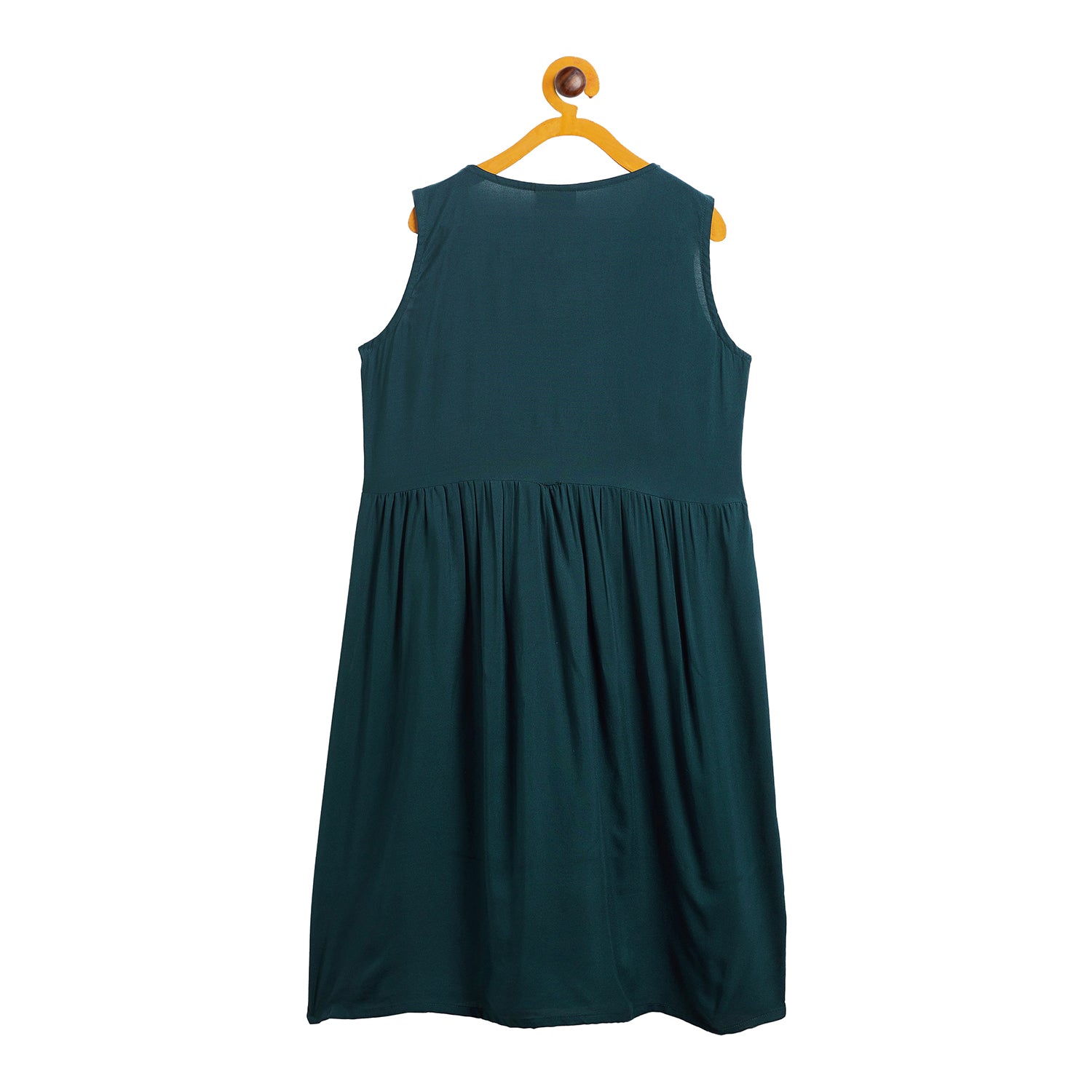 Kids Peacock Green Emb Dress