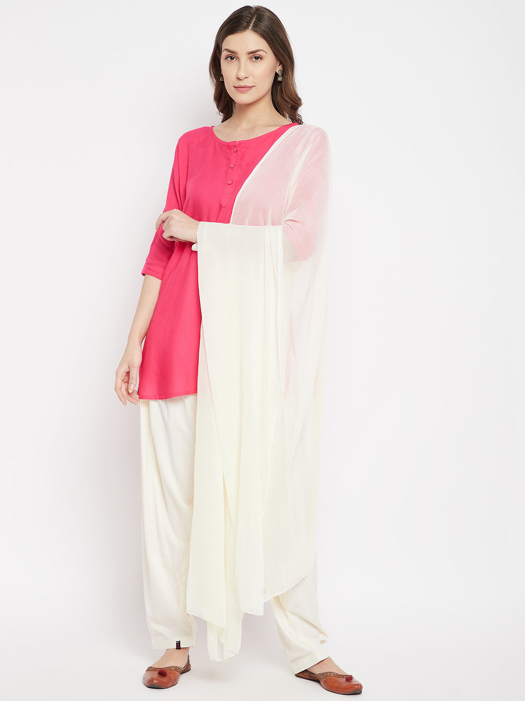 Off White Rayon Plain Patiala (No Duppatta) One size