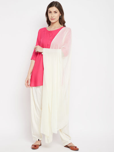 Off White Rayon Plain Patiala (No Duppatta) One size