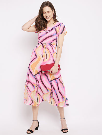 Round neck short dresses . pink L