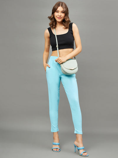 Sky Blue Colour Straight Pant L