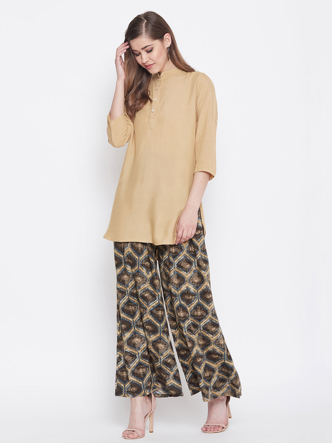 Buy online Black & Beige Animal Print Relaxed Fit Flared Palazzo from  bottom wear for Women by Valles365 By S.c. for ₹569 at 67% off | 2024  Limeroad.com