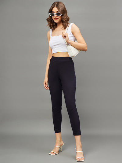 Navy Blue Colour Straight Pant L