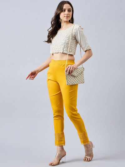 Mustard Sequin Lace Pants