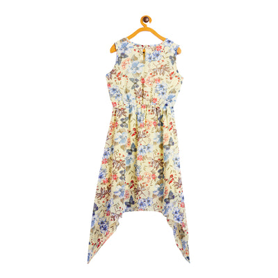 Kids Pink Designer Dress with Floral Pattern