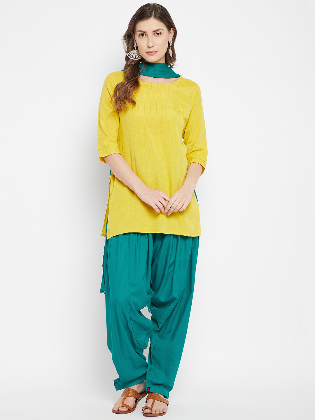 Rama Green Rayon Plain Patiala