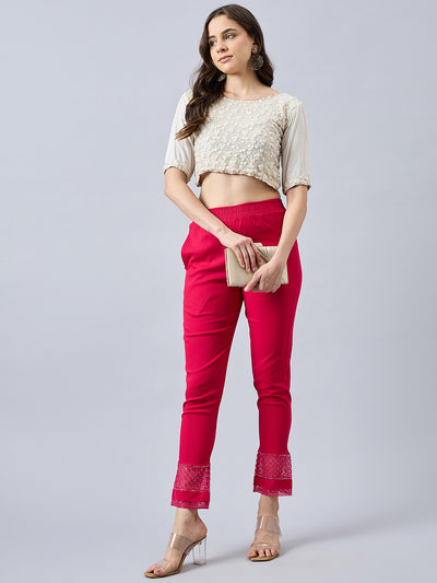 Pink Sequin Lace Pants M Rani pink
