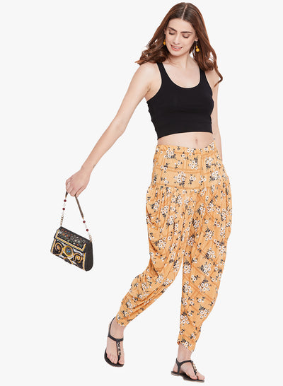 Peach Floral Printed Dhoti Freesize