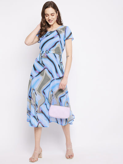 Round neck short dresses . blue