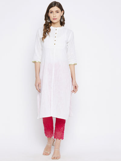 Pink Embroidery Cotton Lycra Pants
