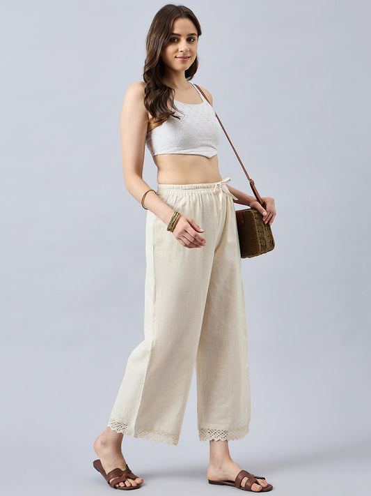 Cotton Palazzo With Lace Detailing
