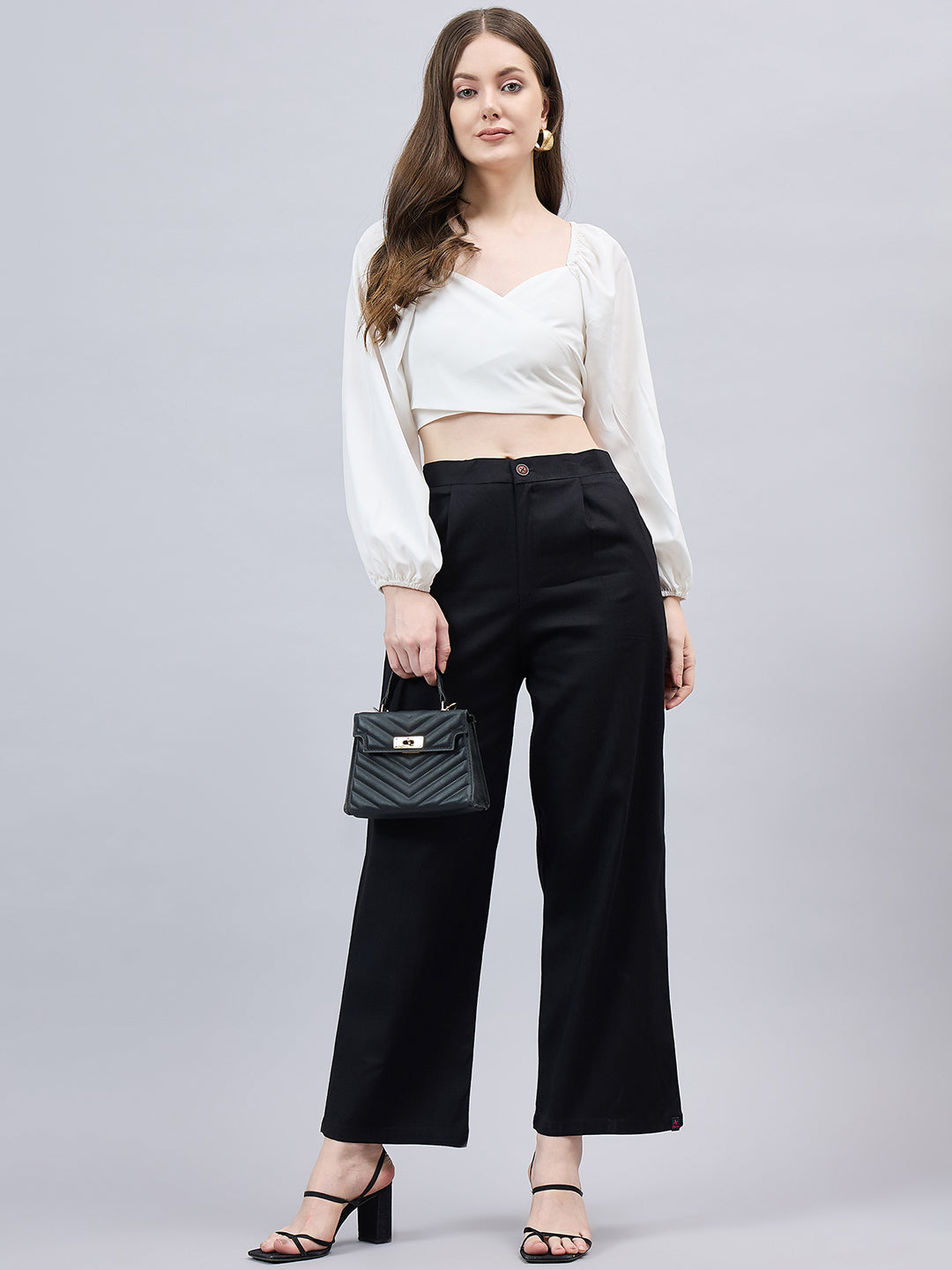 Black Bell Bottom Pants Black